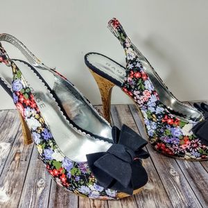 Rampage Cork Peep Toe Heels